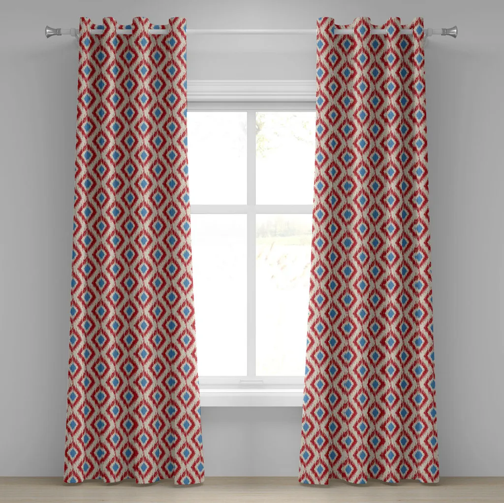 Tenda Decorativa Ikat Abakuhaus 2 Pannelli: Rosso e Blu 280x245cm