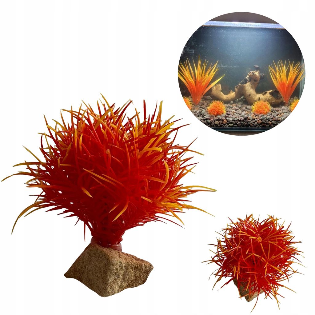 Aquarium Kunstpflanze, künstliche Aquarienpflanze 7 cm, mit Naturstein-Beschwerung, sichere Deko für Süßwasser-Aquarium, N4