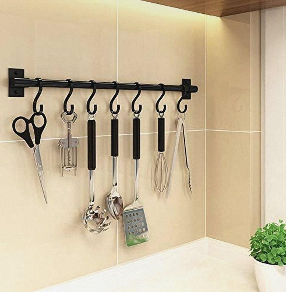 Hakenleiste Küche Hakenleiste Küchenhelfer Hängeleiste Küchenhalter Hängeleiste Bad Hakenleiste Pfannenhalt (30cm-5 Haken)