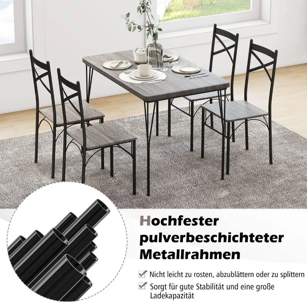 Ensemble salle à manger 5 pièces avec table rectangulaire et 4 chaises - 5