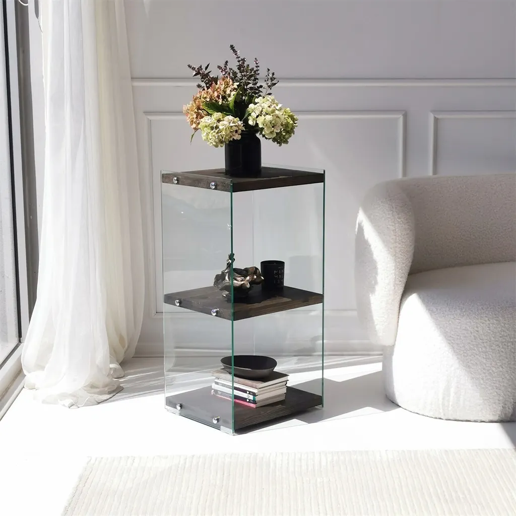 Étagère de Salon Aqua 2 Anthracite pour Livres et Décoration en Verre