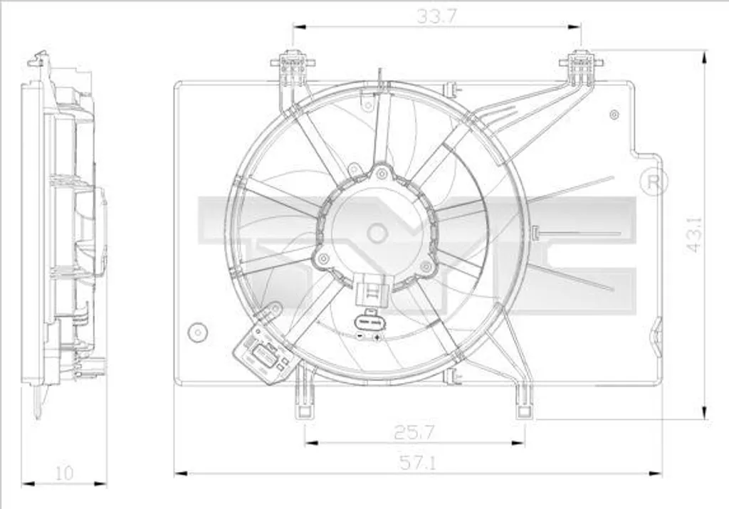 TYC 810-0043 Ventilateur de Radiateur OE 1525897 pour B-Max et Fiesta
