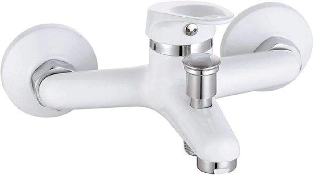 Robinet mitigeur évier monocommande design blanc et chrome bicolore 35mm