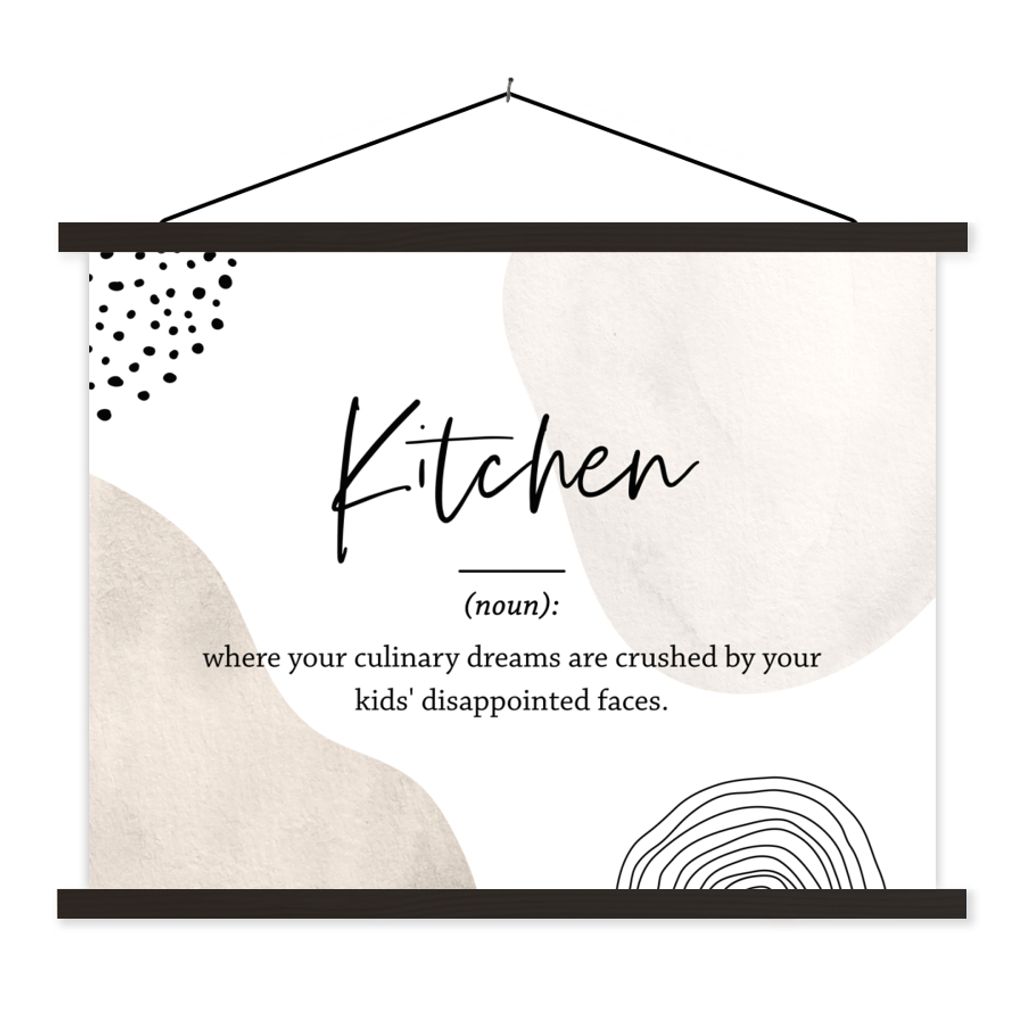 MuchoWow Textilposter Sprichwörter - Definition Küche - Zitate - Küche - Wörterbuch 150x113 cm mit holzfarbenen Rahmen - Poster