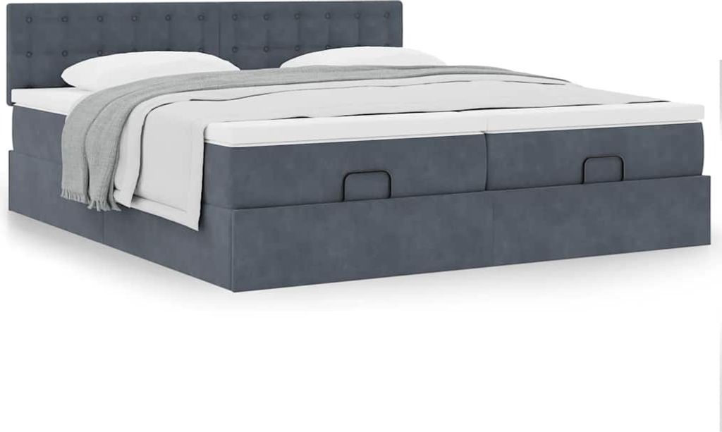 Maison Exclusive - Ottoman-Bett mit Matratzen Dunkelgrau 160x200 cm Samt