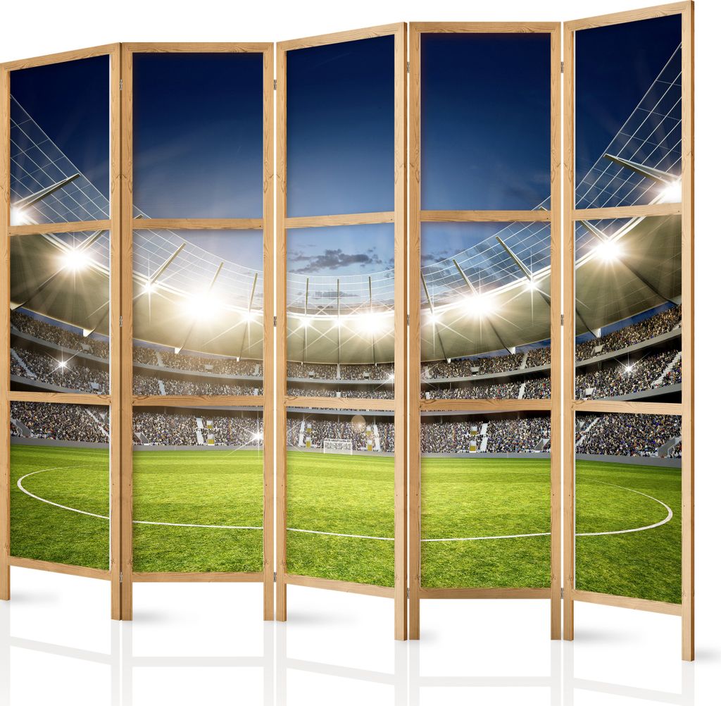 Paravent 225x172 cm 5-teilig einseitig eleganter Sichtschutz Raumteiler Trennwand Raumtrenner Holz Design Motiv Deko Home Office Botanik Natur Abst...