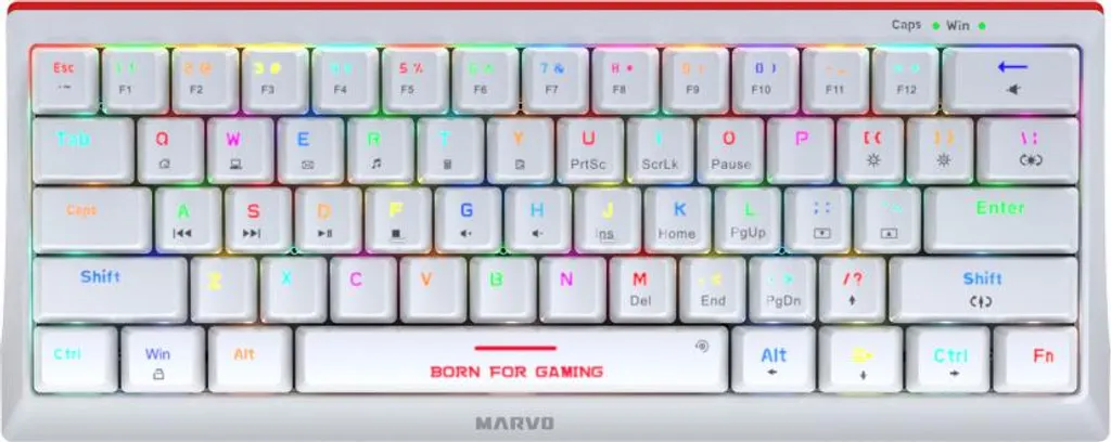Clavier Gamer Compact Mécanique Marvo KG962G Blanc - Idéal Setup Gaming