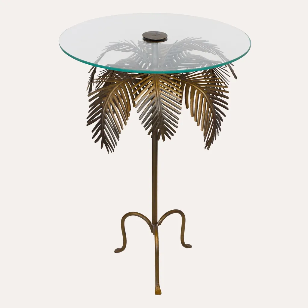 Table basse ronde dorée pour salon moderne avec plateau verre luxe
