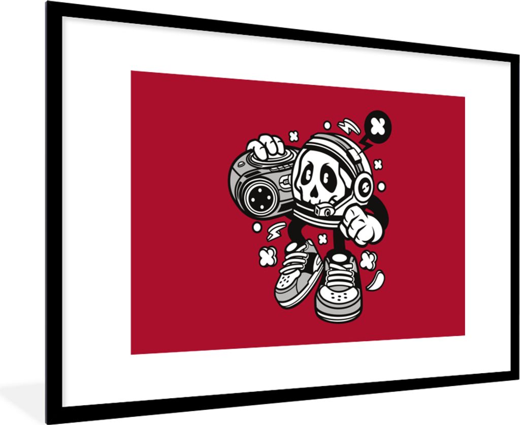 MuchoWow MuchoWow Gerahmtes Poster Radio - Rot - Vintage 90x60 cm - Poster mit zchwarzem Bilderrahmen - Wanddekoration - Fotos