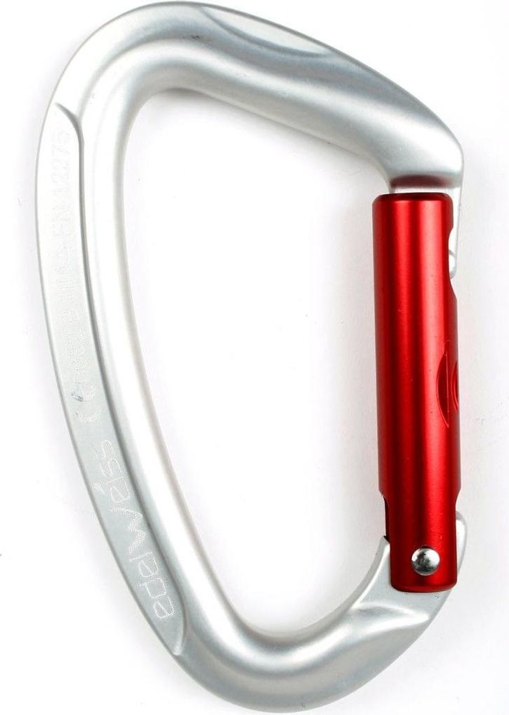 Alukarabiner TOP straight gate in silber und rot von Edelweiss; geeignet für Klettern.
