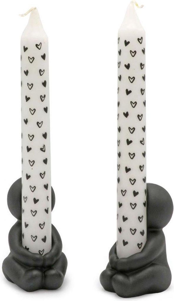 Set aus 2 Steingut-Kerzenständern IDEAS 4 SEASONS, schwarz Produktbild 
