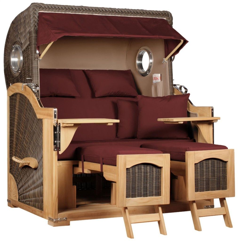 Strandkorb Düne Grande Bullauge Teak PE Grey Dessin 550