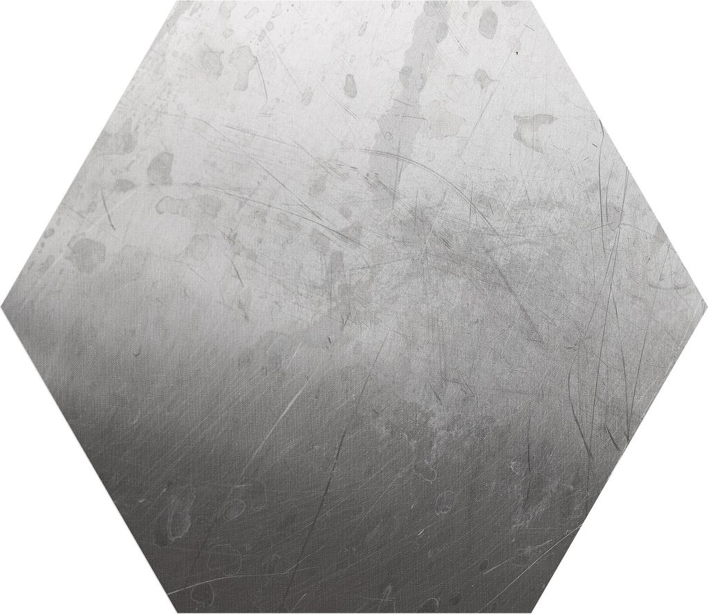 DEQORI Fototapete Sechseck 55x47,6 cm 'Abgenutzter Edelstahl' Wand Tapete Sticker