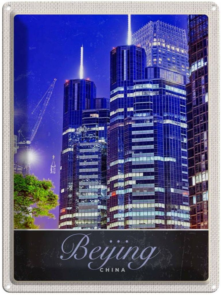 vianmo Blechschild 40x30 cm Beijing China Urlaub Asien Hochhaus Bildmotiv Reisemotiv Abenteuer Reisen Straße Stadt