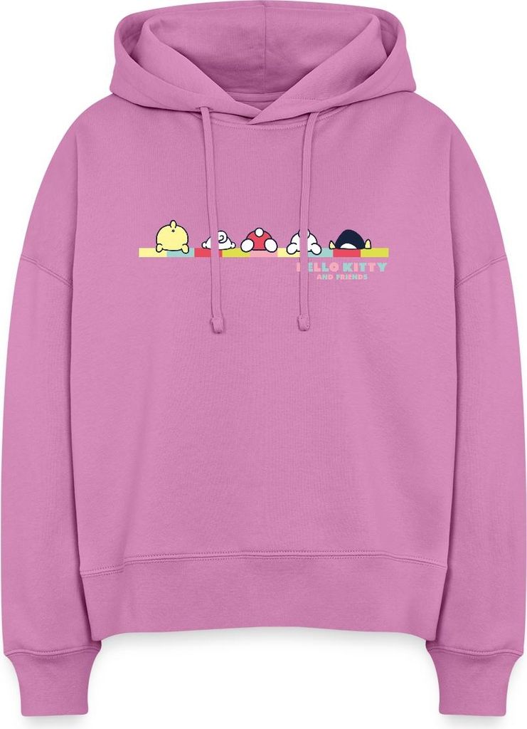 Spreadshirt Hello Kitty And Friends Pose Frauen Boxy Organic Hoodie, S, Pink