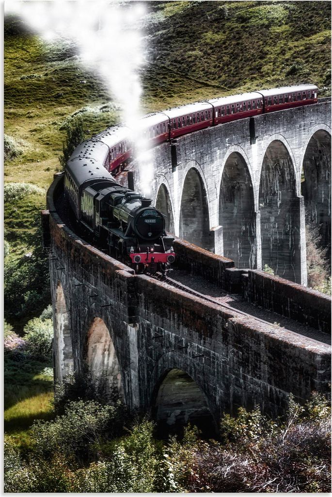 ARTland Wandbild Alu für Innen & Outdoor Jacobiter Express in Schottland Größe: 80x120 cm