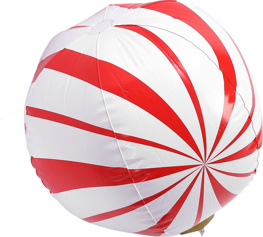 23,62 Zoll Weihnachtsbonbonform verzierter Ball Lustige aufblasbare PVC-Dekoration für den Außenbereich Hof Rasen Modell C Rote Streifen