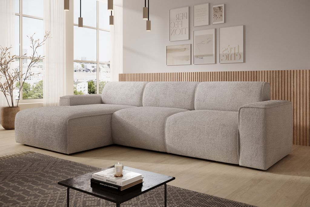 AX LIVING Canapé en L Didim mini taupe, largeur 310 cm, Image du produit 