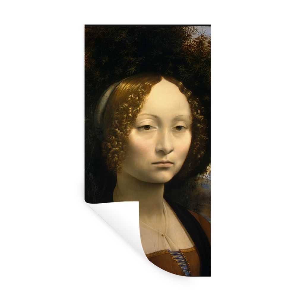 MuchoWow Wandtattoo Wandsticker Wandaufkleber Ginevra de' Benci - Leonardo da Vinci 80x160 cm Selbstklebend und Repositionierbar - Sticker - Deko...
