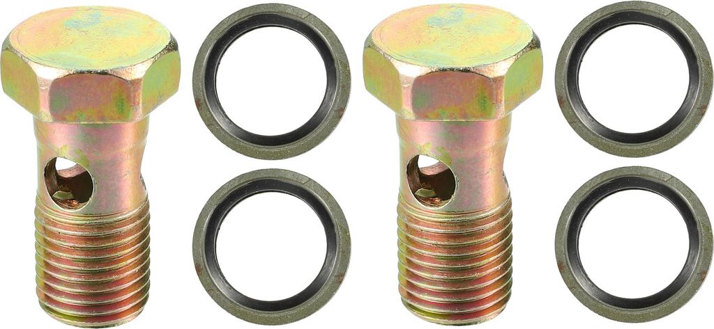 Universal M14x1.5 34mm Länge Motorrad 3-Loch-Hohlschrauben mit Unterlegscheiben Set Bremse Hohlschrauben metrisches Gewinde Bronze Ton - Packung m...