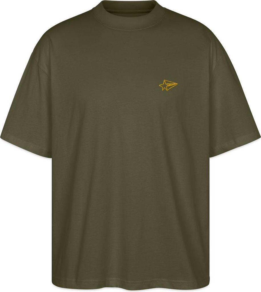 Spreadshirt Stern bestickt Oversize Uni T-Shirt, 3XL, Khaki