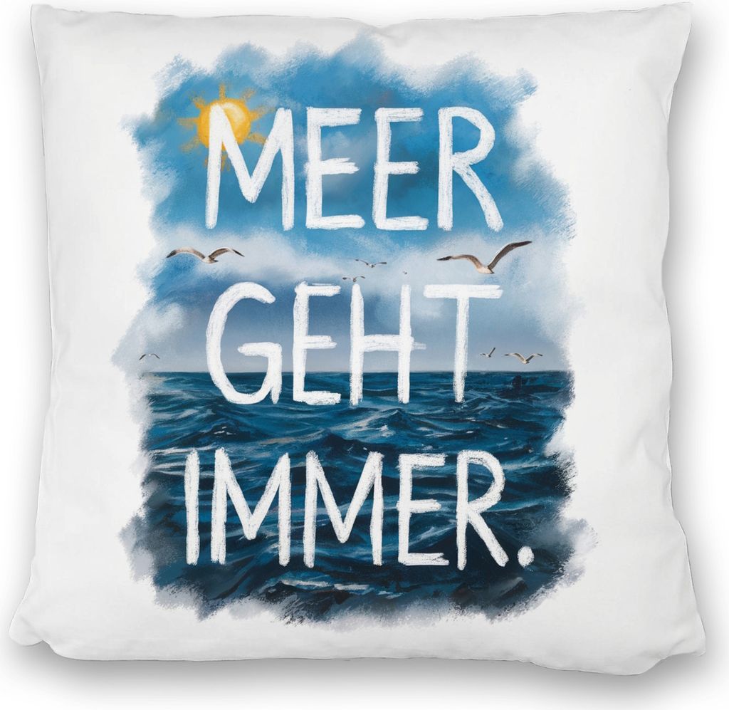 Meer geht immer Kissen satiniert Aquarell Design