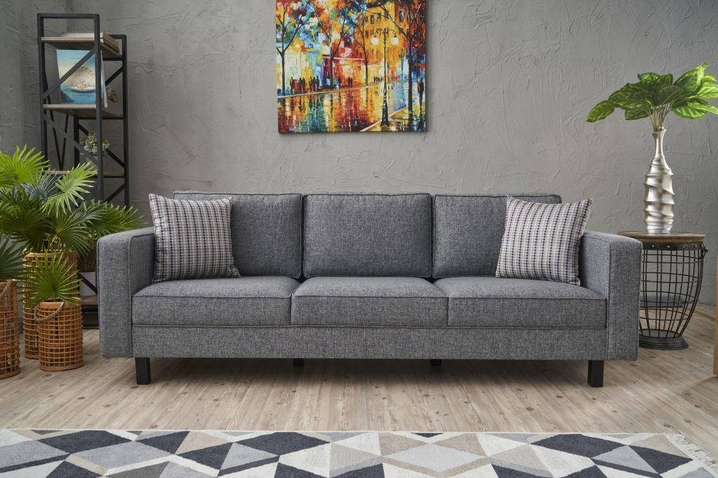 Hanah Home, Kale- BLC2731, Grau, Schlafsofas, Rahmen: Buchenholz