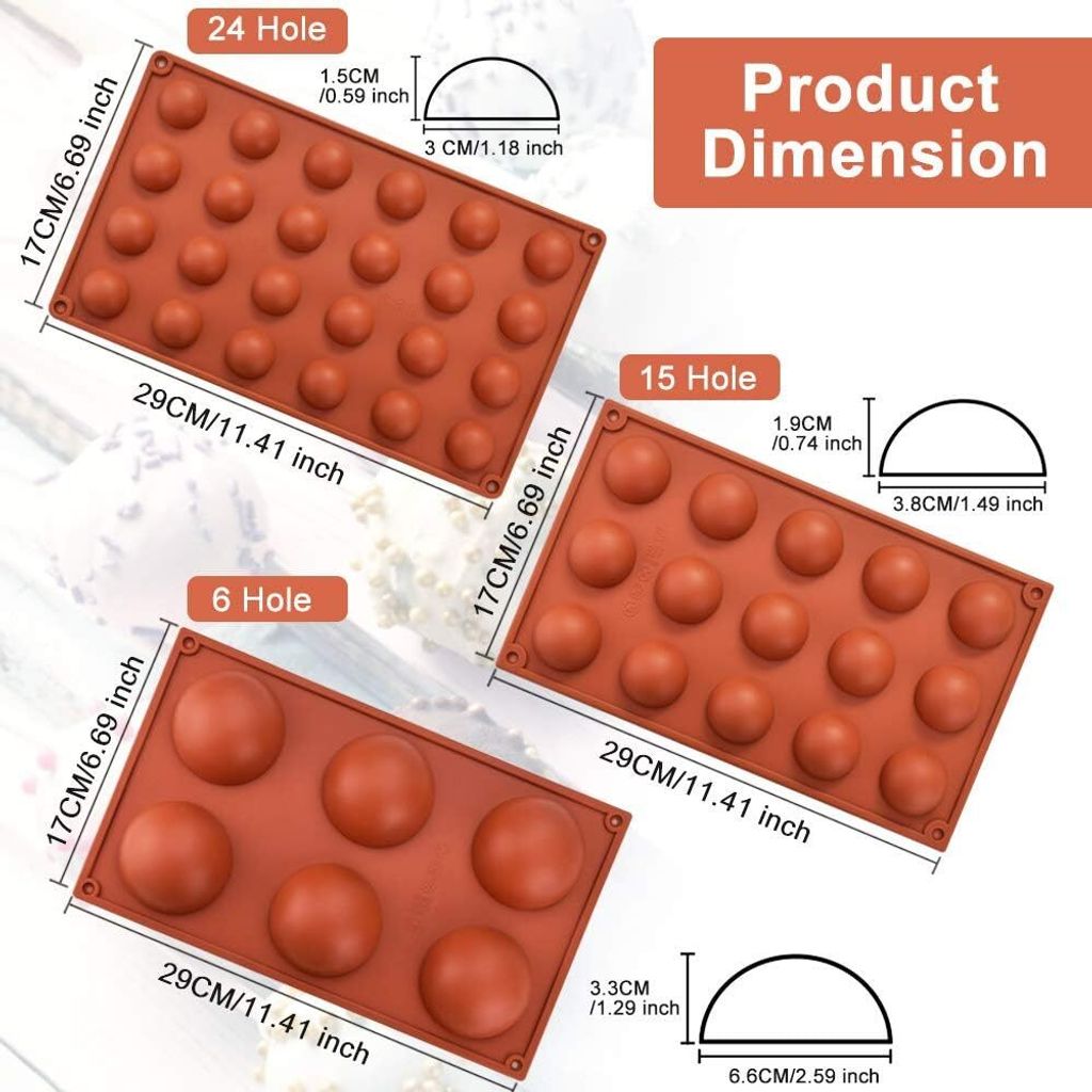 Backform Halbkugel 3 Stück Rund Silikonform Pralinenform Produktbild 2