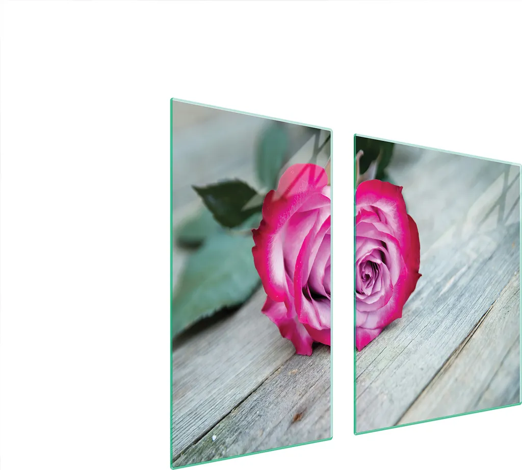 Protezione Piano Cottura 90x52 Vetro Temperato Rosa Legno Shabby