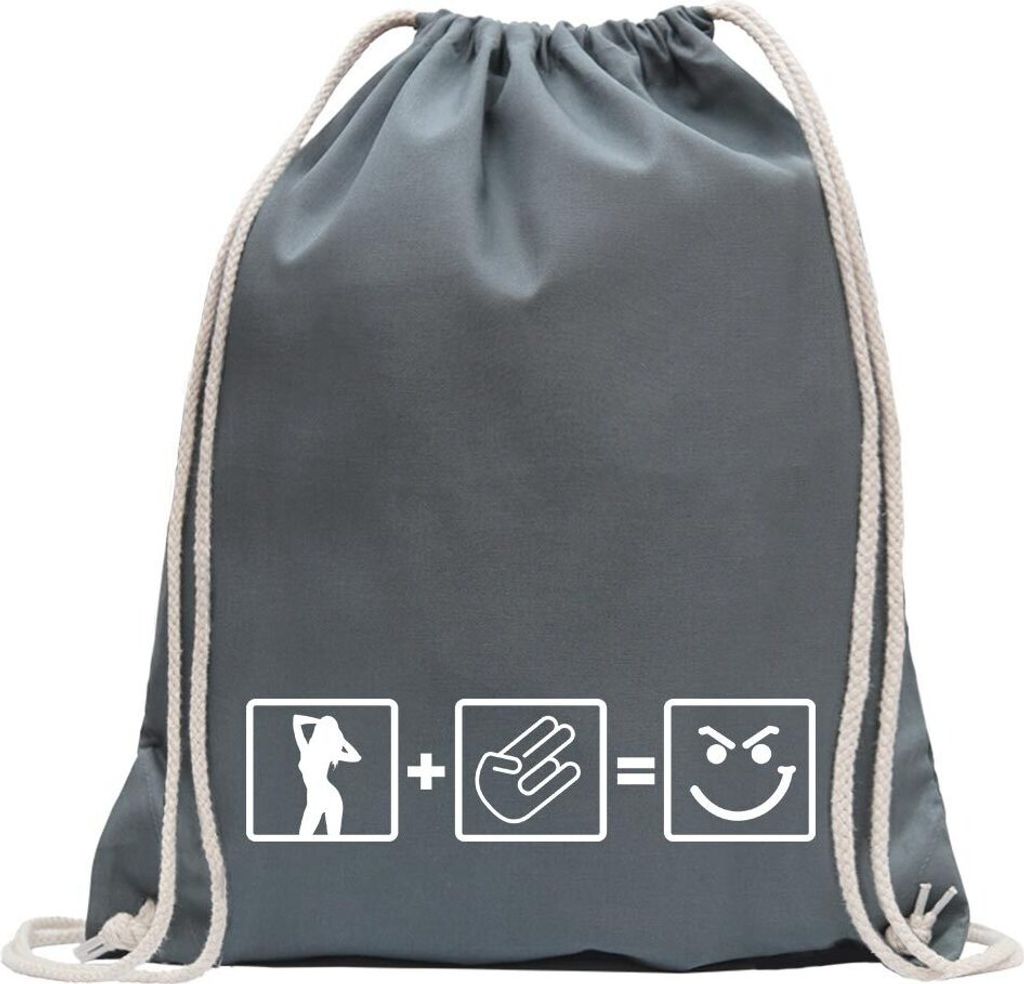 Kiwistar - Turnbeutel - stahlgrau - Shocker Formel Motiv 2 - Fun Rucksack Sport Beutel Gymsack Baumwolle mit Ziehgurt