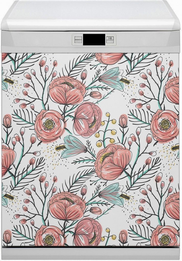 Magnete Küche Magnetmatte Magnet für Spülmaschine Abwaschbar Nachbildung 60x80 cm - Mohnblumen