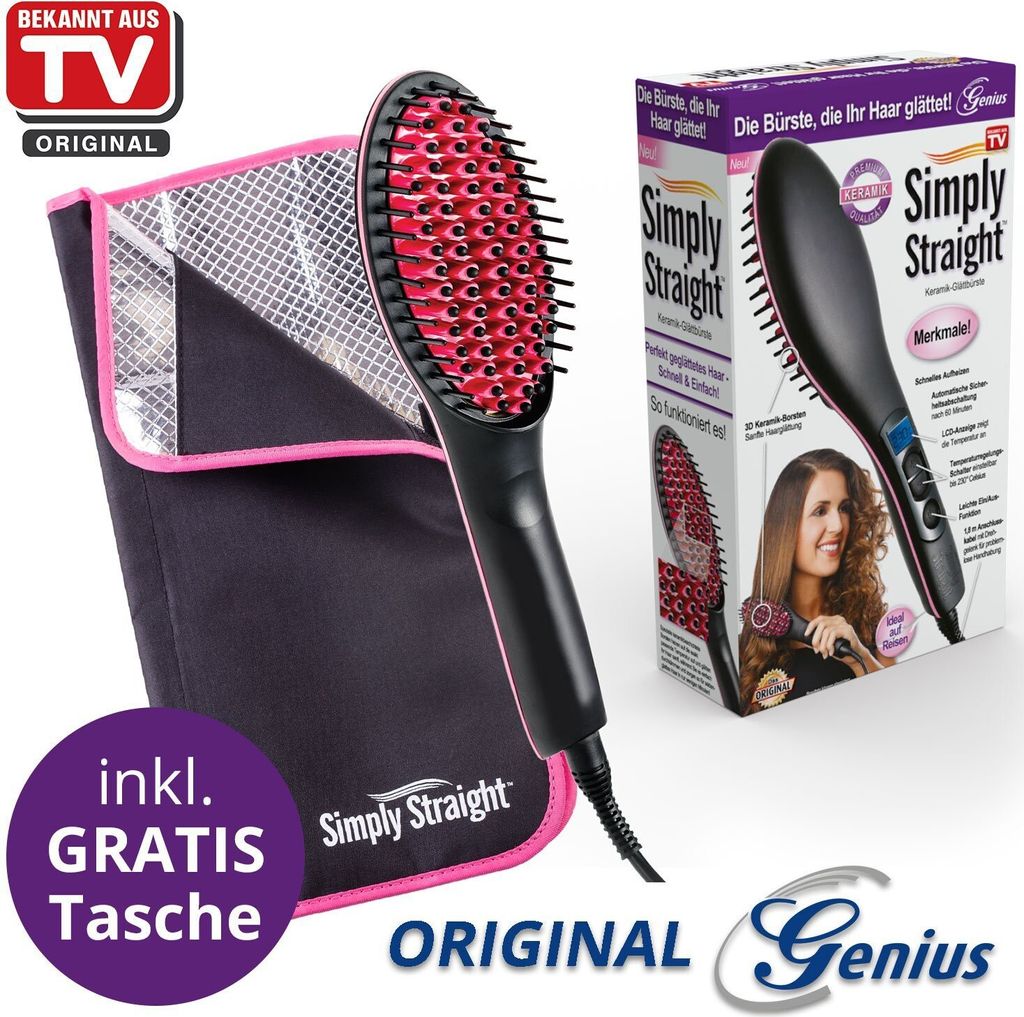 Genius Simply Straight Keramik Glättbürste, Schwarz/Rot Produktbild 