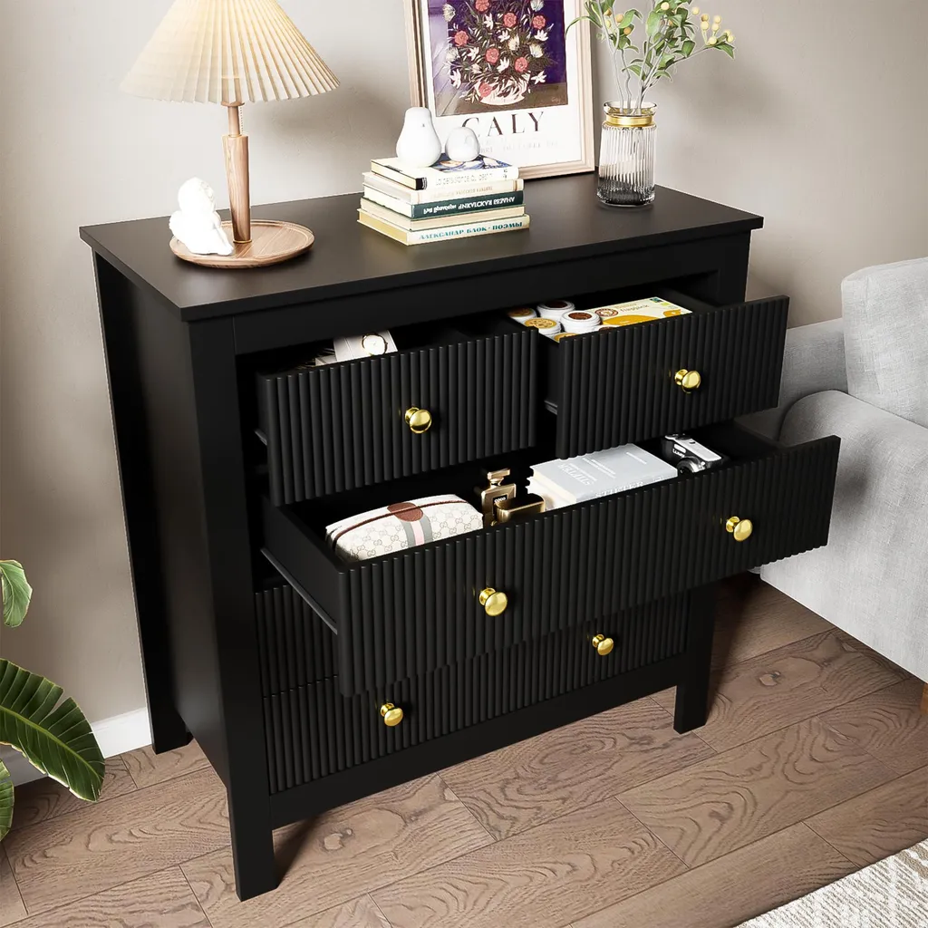 Petit buffet de salon noir pour optimiser l'espace de rangement - 6