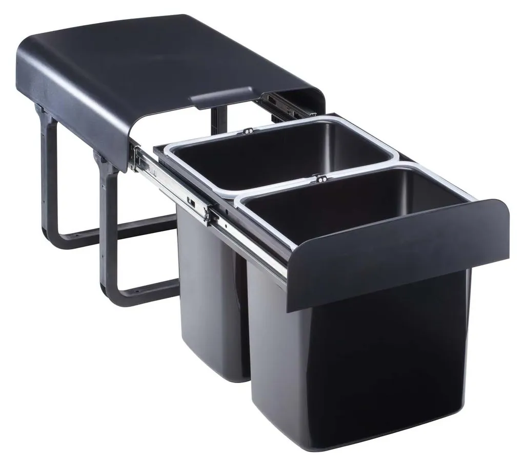 Poubelle encastrable Ekotech EKKO.20 noire 2x16L pour meuble de 40 cm