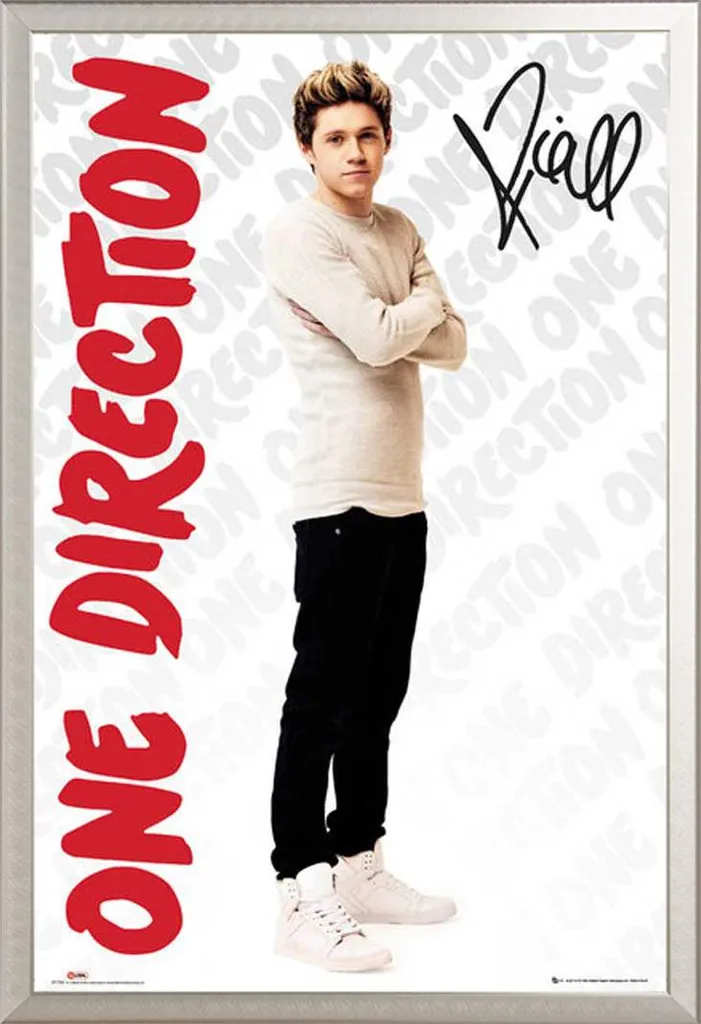 Poster One Direction pour déco chambre cadre aluminium amovible
