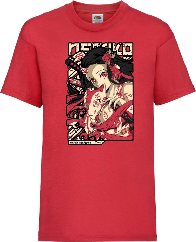 Kinder T-Shirt Demon Anime Slayer Nezuko Kamado 04 Nezuko Demon, 9-11 Jahr - 140 / Rot