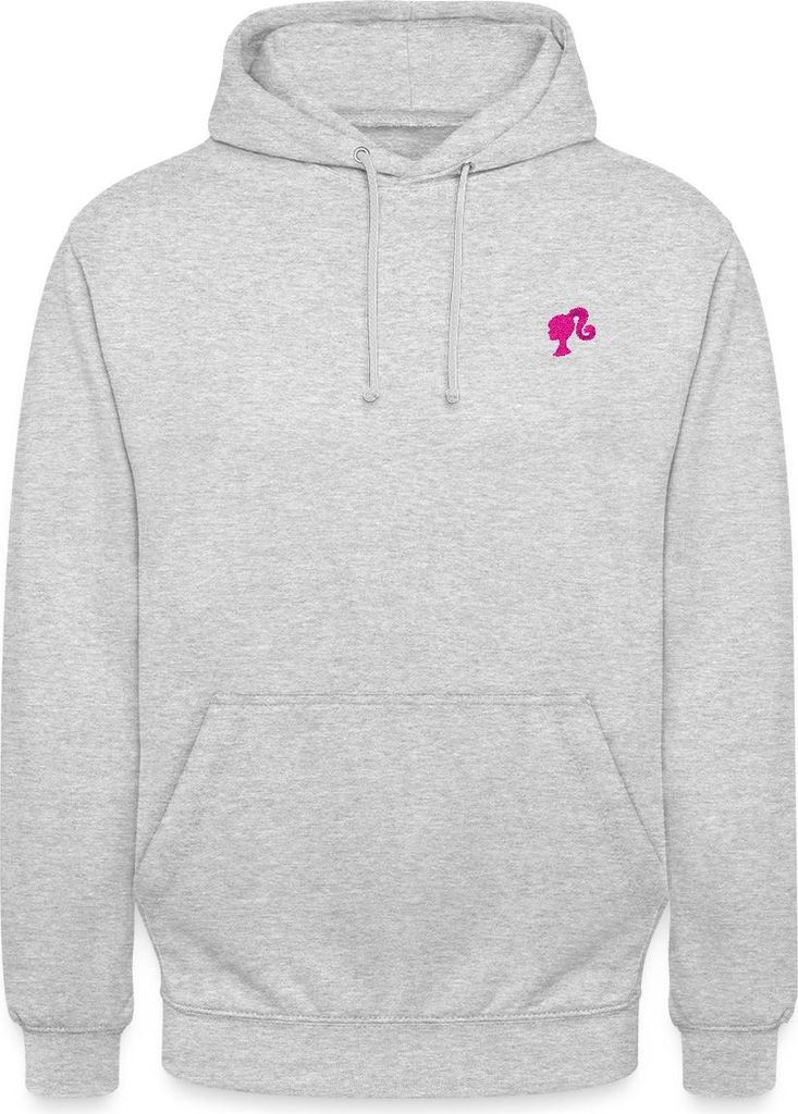 Spreadshirt Barbie Silhoutte Stick Uni Hoodie, L, Hellgrau meliert