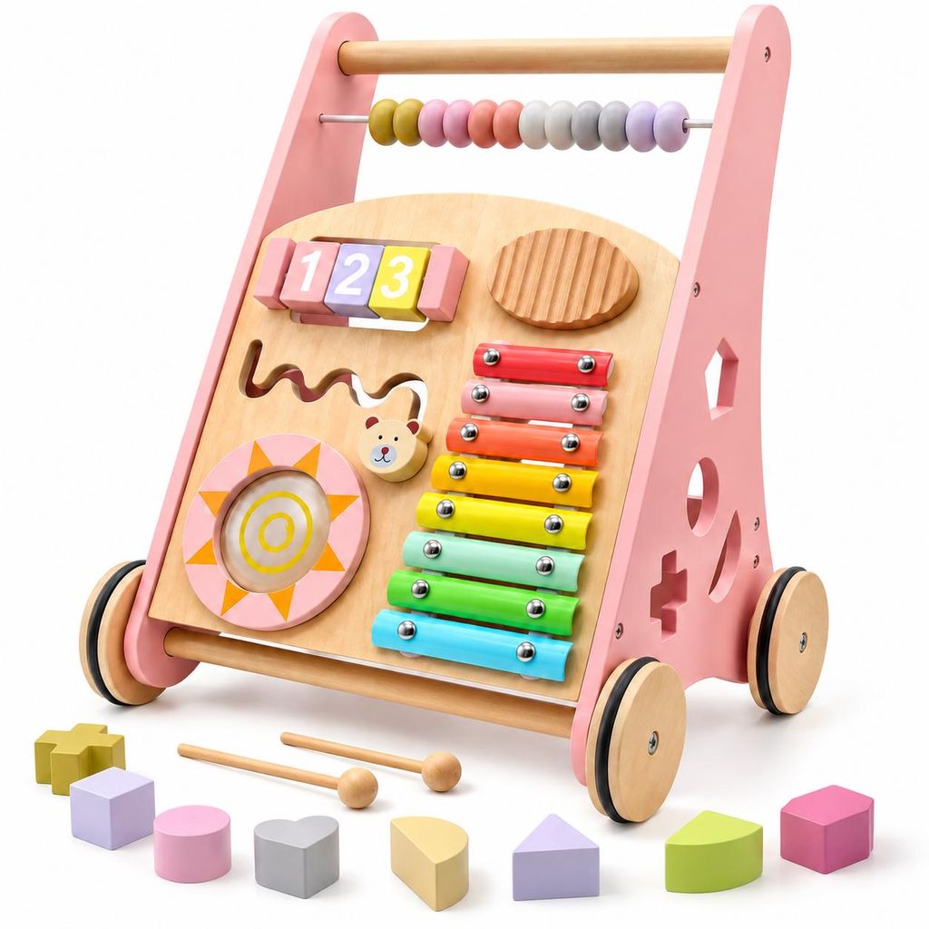 Passeggino in legno - Passeggino per bambini | 38 x 32 x 46 Immagine del prodotto 