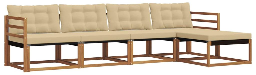 vidaXL Outdoor-Sofagarnitur mit Kissen 5 pcs Natur und Produktbild 