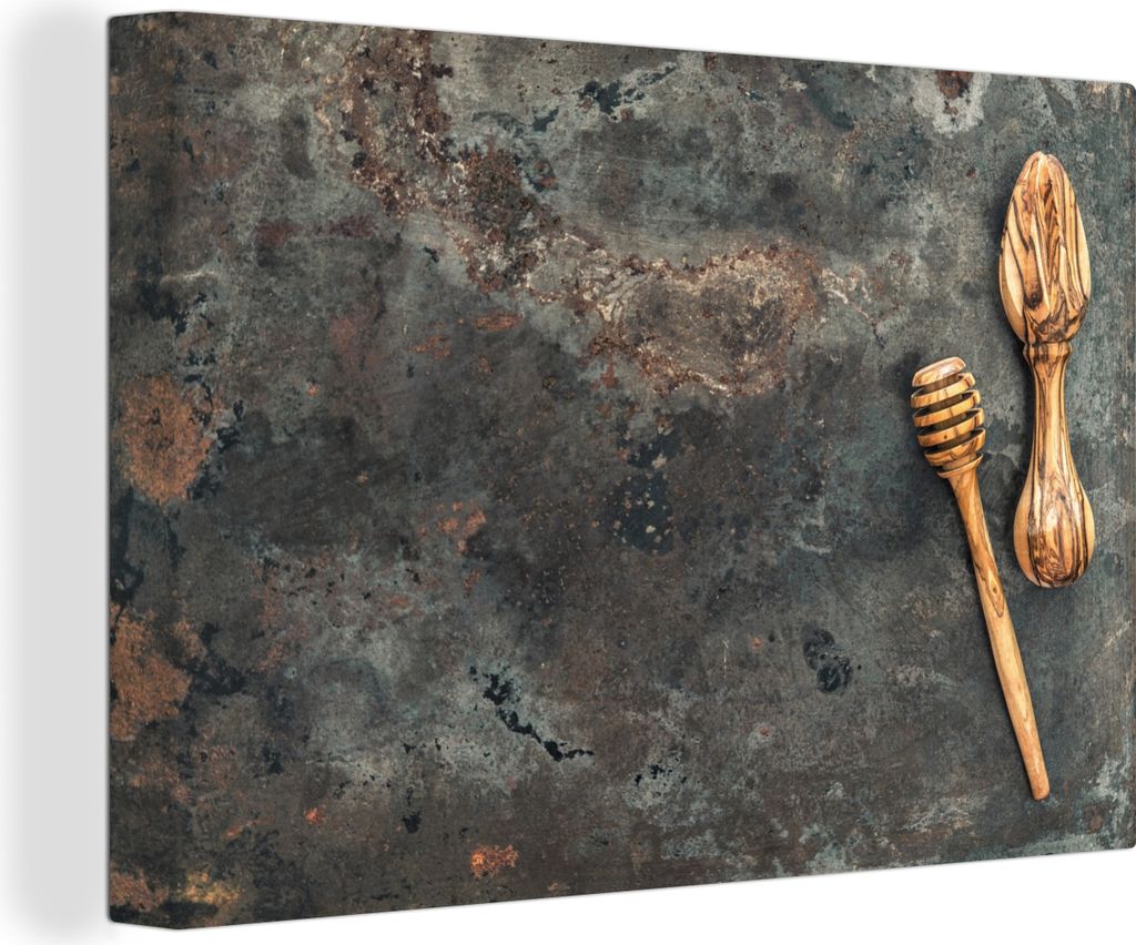 OneMillionCanvasses - Leinwandbilder - 150x100 cm, Küchenutensilien - Kochen - Teller, Wandbilder Kunstdruck Wanddekoration - Foto auf Leinwand ...