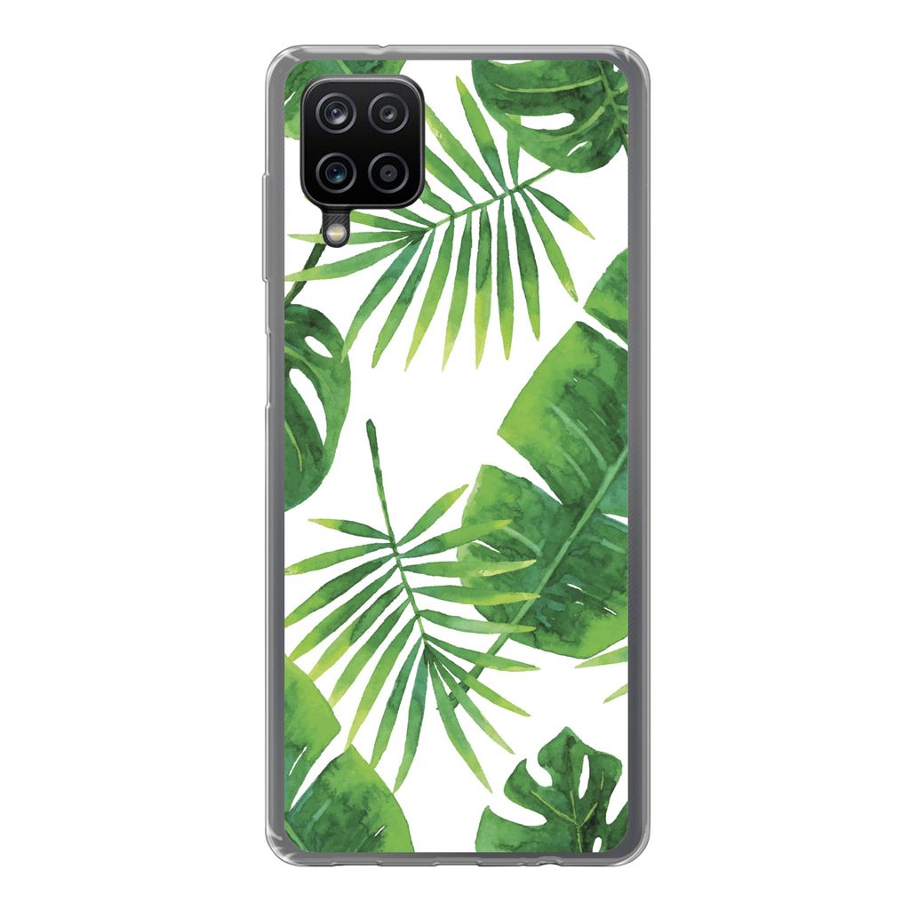 MuchoWow Handyhülle Schutzhülle Hülle für Samsung Galaxy A12 Tropisch - Blätter - Muster Silikon Softcase Handy Hülle - Bild