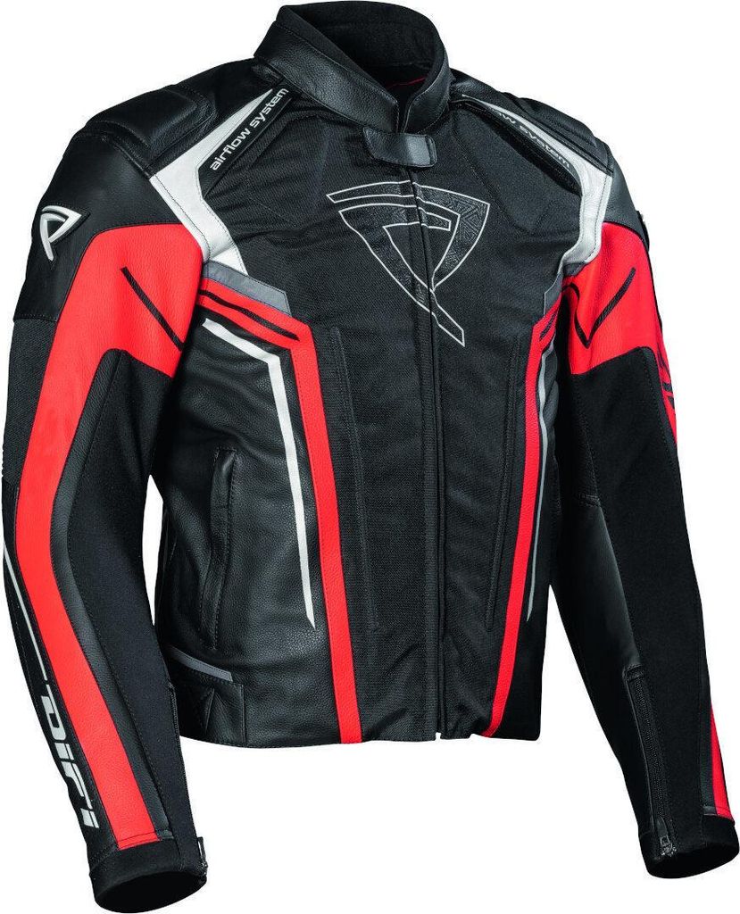 DIFI Valencia Motorrad Leder- / Textiljacke, schwarz/rot, 50