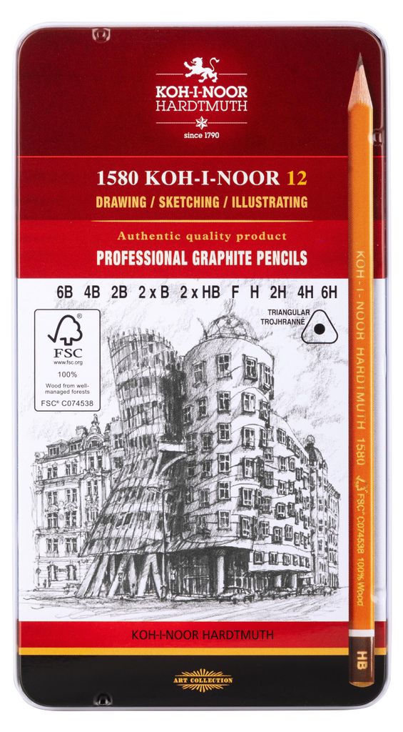 Graphitstifte ergonomisch, Gradation 6B - 6H  - im 12er Set Produktbild 