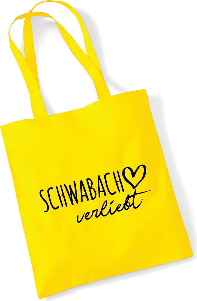 Huuraa Jutebeutel Schwabach verliebt 10 Liter Yellow Baumwolle Tasche Geschenkidee