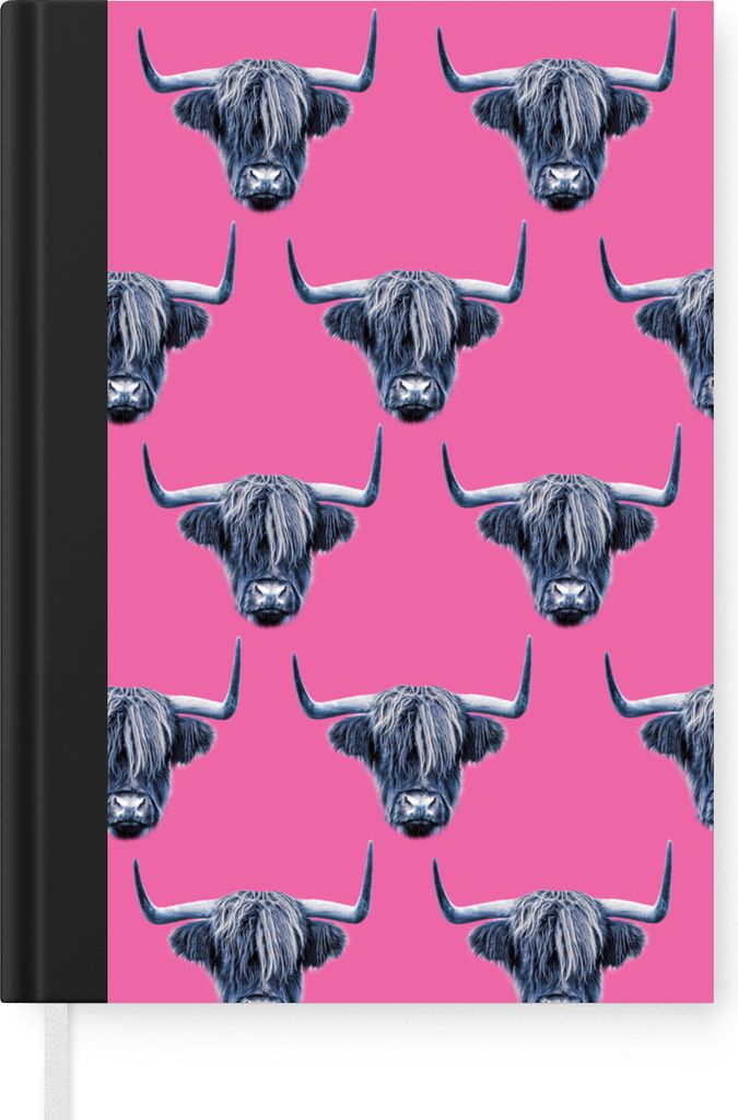 MuchoWow Notizbuch Tagebuch Haushaltsbuch Notebook A5 Schottischer Highlander - Muster - Grau - Notizblock - Notizheft - Notebook - Schreibblock ...