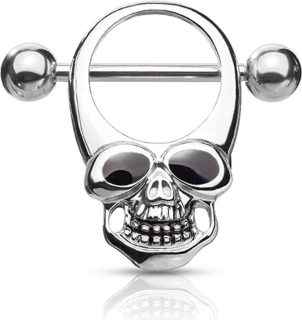 Brustwarzenpiercing „Totenkopf“: Nippelpiercing Schild 316L Silber