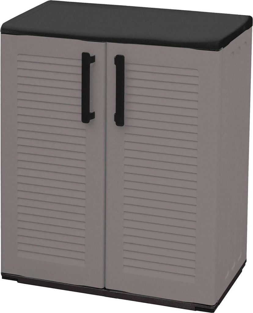 Dbavagnol Outdoor-Garderobe, Mehrzweck-Balkonschrank, Outdoor-Schrank mit 2 Türen, 100 % Italy, 68 x 37 x 84 cm, gestreifte Oberfläche, Grau und...