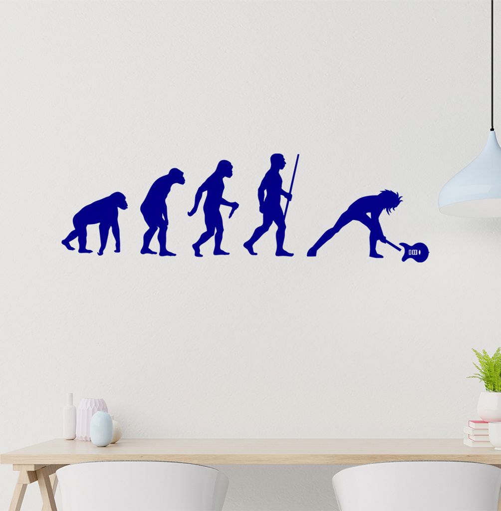 Gitarrist Musiker Evolution Wandtattoo Wandaufkleber Wall Sticker - Dekoration, Küche, Wohnzimmer, Schlafzimmer, Badezimmer