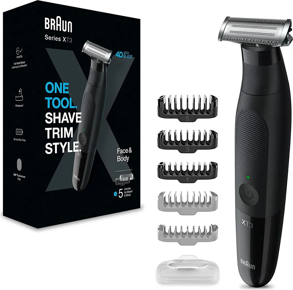Rasoir Électrique Homme Étanche Braun XT3200 pour Barbe et Cheveux