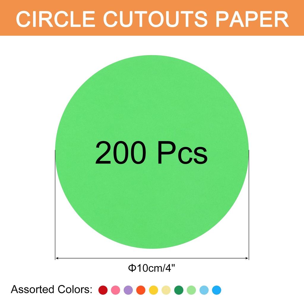 200 STK. Kreisausschnitte aus Papier, 4 Zoll runde Ausschnitte 70gsm Kreis-Karton fš¹r DIY-Bastelarbeiten Klassenzimmer-Pinnwanddekoration, versc...